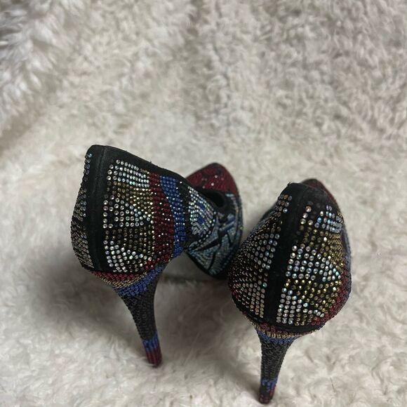 Mascotte Elegant Multicolor rhinestones Stiletto platform Heels SZ7.5 - Picture 3 of 8